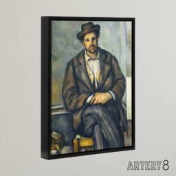 "Artery8 Seated Peasant Portrait Painting Cezanne Framed Canvas Wall Art Print - Size: W12"" x H16""" - thumbnail 2