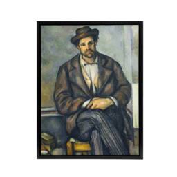 "Artery8 Seated Peasant Portrait Painting Cezanne Framed Canvas Wall Art Print - Size: W12"" x H16""" - thumbnail 1