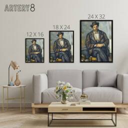 "Artery8 Seated Peasant Portrait Painting Cezanne Framed Canvas Wall Art Print - Size: W12"" x H16""" - thumbnail 4