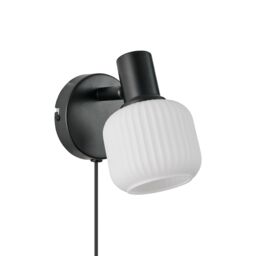 Nordlux Vintage Indoor Wall Light Black Glass E14 Ribbed - No, IP20 - thumbnail 4