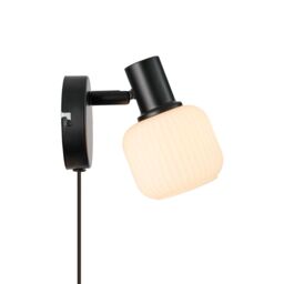 Nordlux Vintage Indoor Wall Light Black Glass E14 Ribbed - No, IP20 - thumbnail 2