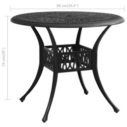 Berkfield Home Garden Table Black 90x90x74 cm Cast Aluminium - Size: 90 x 90 x 74 cm - thumbnail 6