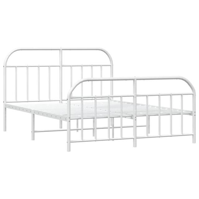 Berkfield Home Metal Bed Frame with Headboard & Footboard White 183x213 cm - image 1