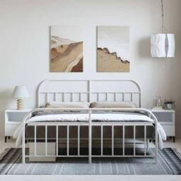 Berkfield Home Metal Bed Frame with Headboard & Footboard White 183x213 cm - thumbnail 4