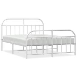Berkfield Home Metal Bed Frame with Headboard & Footboard White 183x213 cm - thumbnail 3