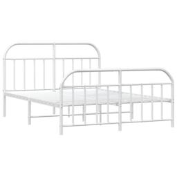 Berkfield Home Metal Bed Frame with Headboard & Footboard White 183x213 cm - thumbnail 1