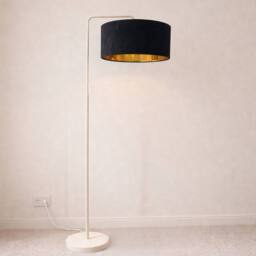 CGC Lighting Kyra Cream Angled Floor Lamp with Large 45cm Velvet Lampshade in Black - thumbnail 2