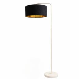CGC Lighting Kyra Cream Angled Floor Lamp with Large 45cm Velvet Lampshade in Black - thumbnail 3