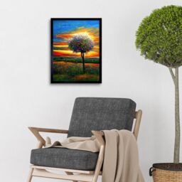 "Artery8 Wall Art Print The Wildflower Tree Summer Meadow Oil Painting Art Framed in Black - Size: W12"" x H16""" - thumbnail 2
