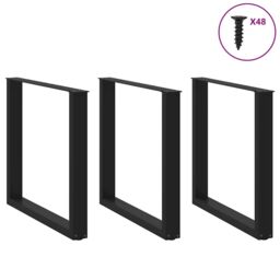Berkfield Home Coffee Table Legs U-Shaped 3 pcs Black 90x(72-73) cm Steel - thumbnail 3