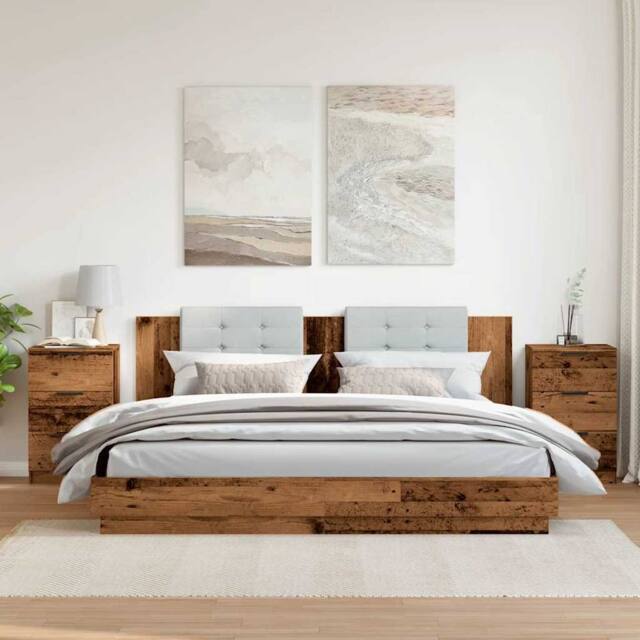 Berkfield Home Classic Bedside Cabinets 2 pcs Old Wood 40x36x65 cm Engineered Wood in Brown - Size: 40 x 36 x 65 cm - image 1