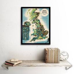 "Artery8 Map UK North Sea Great Britain Natural Industrial Resources Framed Art in Blue - Size: W12"" x H16""" - thumbnail 2