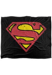 Warner Brothers Superman Logo Officially Licensed Silky Touch Super Soft Throw Blanket 152 x 127 cm in White