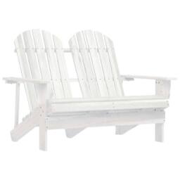 Berkfield Home Comfortable 2-Seater Garden Adirondack Chair Solid Fir Wood White - thumbnail 2