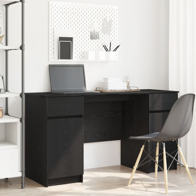 Berkfield Home Desk Black Oak 140x49x76 cm Engineered Wood - Size: 140 x 49 x 76 cm - image 1