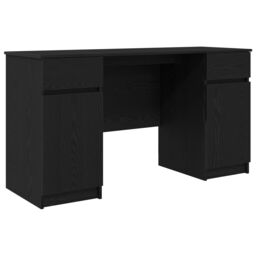Berkfield Home Desk Black Oak 140x49x76 cm Engineered Wood - Size: 140 x 49 x 76 cm - thumbnail 2