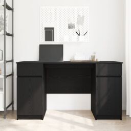 Berkfield Home Desk Black Oak 140x49x76 cm Engineered Wood - Size: 140 x 49 x 76 cm - thumbnail 4