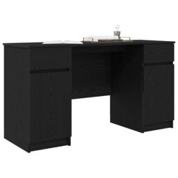 Berkfield Home Desk Black Oak 140x49x76 cm Engineered Wood - Size: 140 x 49 x 76 cm - thumbnail 3