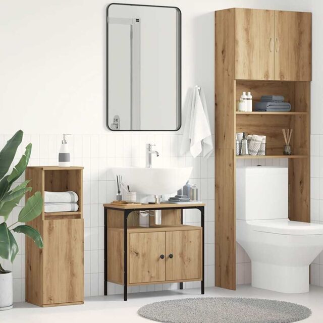 Berkfield Home Bathroom Sink Cabinet Artisan Oak 60x30x60 cm Engineered Wood in Brown - Size: 60 x 30 x 60 cm - image 1