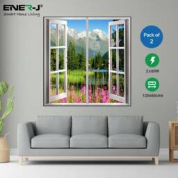 ENER-J LED Landscape Window Panel Set 120x60cm Cloud 120W in White - Size: 120x60 cm - thumbnail 2