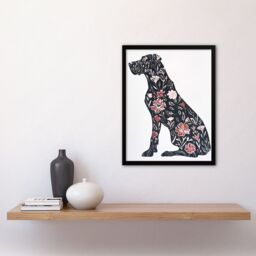 Artery8 Elegant Flower Pattern Great Dane Dog Lover Framed Wall Art in Red - Size: A4 - thumbnail 4