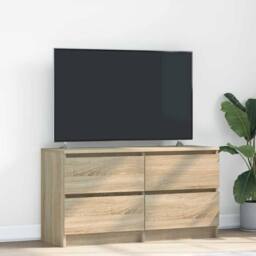 Berkfield Home TV Cabinet Sonoma Oak 100x35x54 cm Engineered Wood in Light Tan - Size: 100 x 35 x 54 cm - thumbnail 2