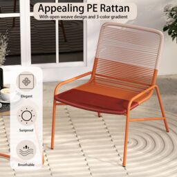 Costway 3 Piece Patio Bistro Set Outdoor Rattan Dining Table & 2 Chairs - thumbnail 8