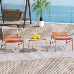 Costway 3 Piece Patio Bistro Set Outdoor Rattan Dining Table & 2 Chairs - thumbnail 7