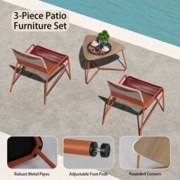 Costway 3 Piece Patio Bistro Set Outdoor Rattan Dining Table & 2 Chairs - thumbnail 2