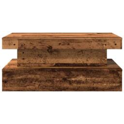 Berkfield Home Modern Coffee Table with LED Lights Old Wood 90x50x40 cm in Brown - Size: 90 x 50 x 40 cm - thumbnail 7