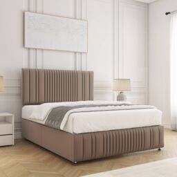 "BSSPOKE Rosie Divan Bed Plush Velvet 24"" Headboard & No Mattress No Drawers in Bronze - Size: Super King" - thumbnail 3
