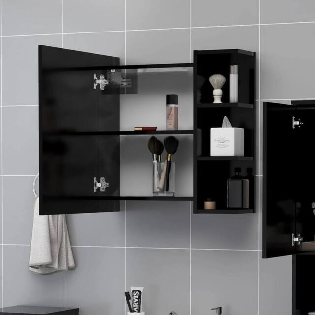 Berkfield Home Durable Bathroom Mirror Cabinet Black 62.5x20.5x64 cm Engineered Wood - image 1