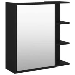 Berkfield Home Durable Bathroom Mirror Cabinet Black 62.5x20.5x64 cm Engineered Wood - thumbnail 3