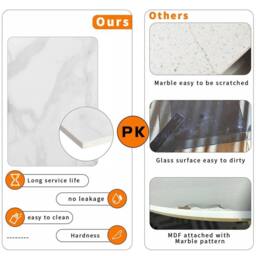 KORVIXA Marble Stone Side Table Coffee Tables in Warm White - Size: 0.6m2 - thumbnail 5