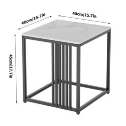 KORVIXA Marble Stone Side Table Coffee Tables in Warm White - Size: 0.6m2 - thumbnail 2