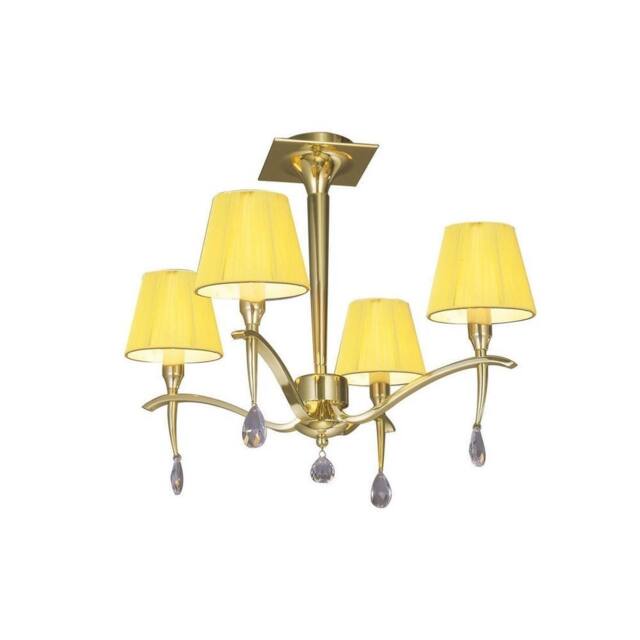 Netlighting Siena Semi Flush Ceiling Brass 4 Light E14 Amber Cream Shades in Yellow - image 1