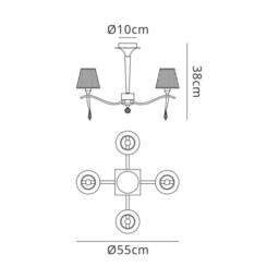 Netlighting Siena Semi Flush Ceiling Brass 4 Light E14 Amber Cream Shades in Yellow - thumbnail 2