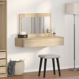 Berkfield Home Wall Hanging Dressing Table Sonoma Oak 100x40x70 cm in Beige - Size: 100 x 40 x 70 cm - thumbnail 4