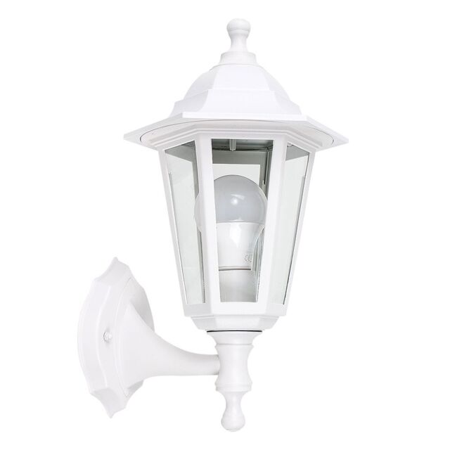 ValueLights Mayfair Traditional Antique Brass Outdoor Night Wall Lamp Lantern Light in White - image 1