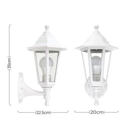 ValueLights Mayfair Traditional Antique Brass Outdoor Night Wall Lamp Lantern Light in White - thumbnail 6