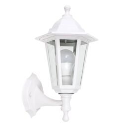 ValueLights Mayfair Traditional Antique Brass Outdoor Night Wall Lamp Lantern Light in White