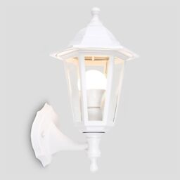 ValueLights Mayfair Traditional Antique Brass Outdoor Night Wall Lamp Lantern Light in White - thumbnail 3