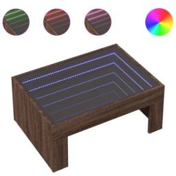 Berkfield Home Decorative Coffee Table with Infinity LED Brown Oak 70x50x30 cm - Size: 70 x 50 x 30 cm - thumbnail 3
