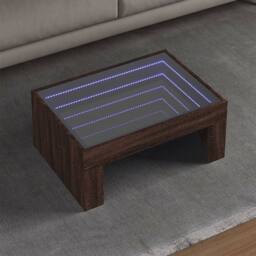 Berkfield Home Decorative Coffee Table with Infinity LED Brown Oak 70x50x30 cm - Size: 70 x 50 x 30 cm - thumbnail 2