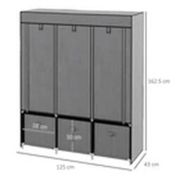 EONLION Grey Portable Fabric Wardrobe with 5 Shelves & 3 Drawers - thumbnail 2