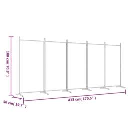 Berkfield Home 5-Panel Room Divider White 433x180 cm Fabric - thumbnail 8