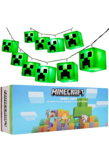 Minecraft Creeper 3D String Lights Fairy LED Decor 2 Modes Battery Operated in Green - image 1