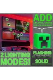Minecraft Creeper 3D String Lights Fairy LED Decor 2 Modes Battery Operated in Green - thumbnail 4