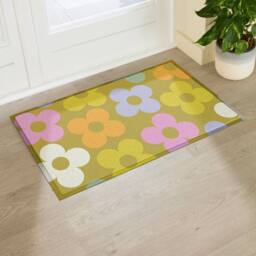 Artsy Mats Elizabeth Olwen Petals on Pistachio Indoor/Outdoor Doormat (90x60cm) in Green - Size: 60 x 90 cm