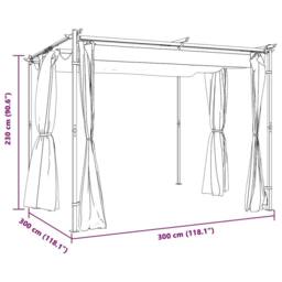 Berkfield Home Gazebo with Curtains 3x3 m Taupe Steel in Beige - thumbnail 8